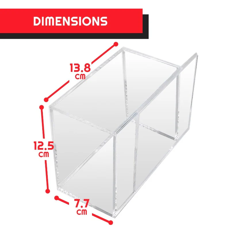 EVORETRO EVO-7573 acrylic display case internal dimensions 13.8 x 12.5 x 7.7 cm