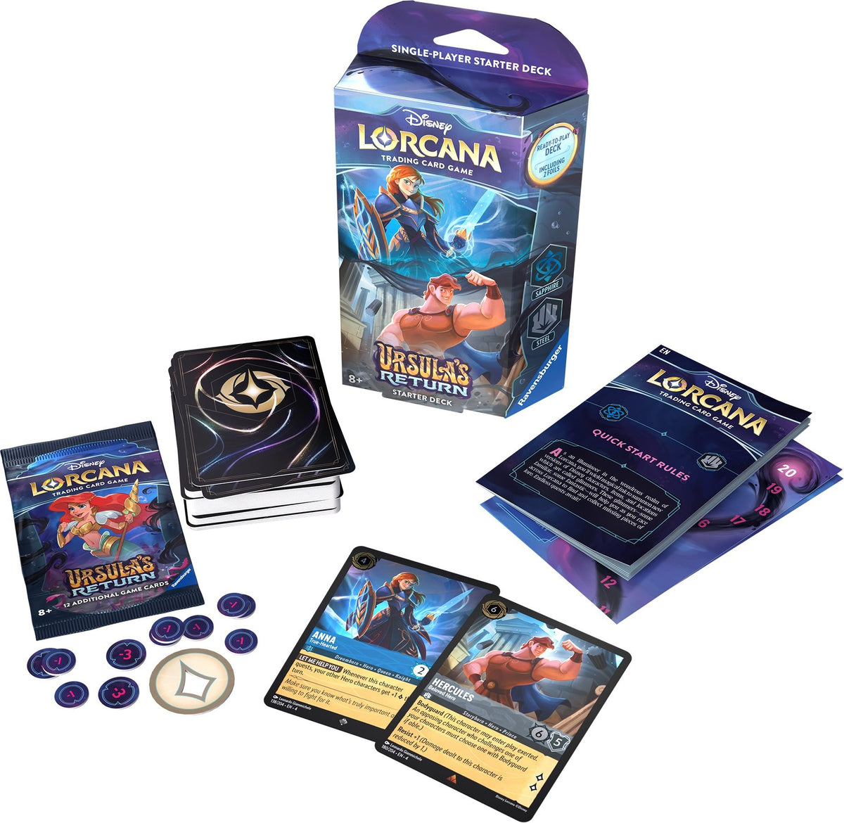 Ursula's Return Sapphire & Steel starter deck representative contents with Anna and Hercules cards