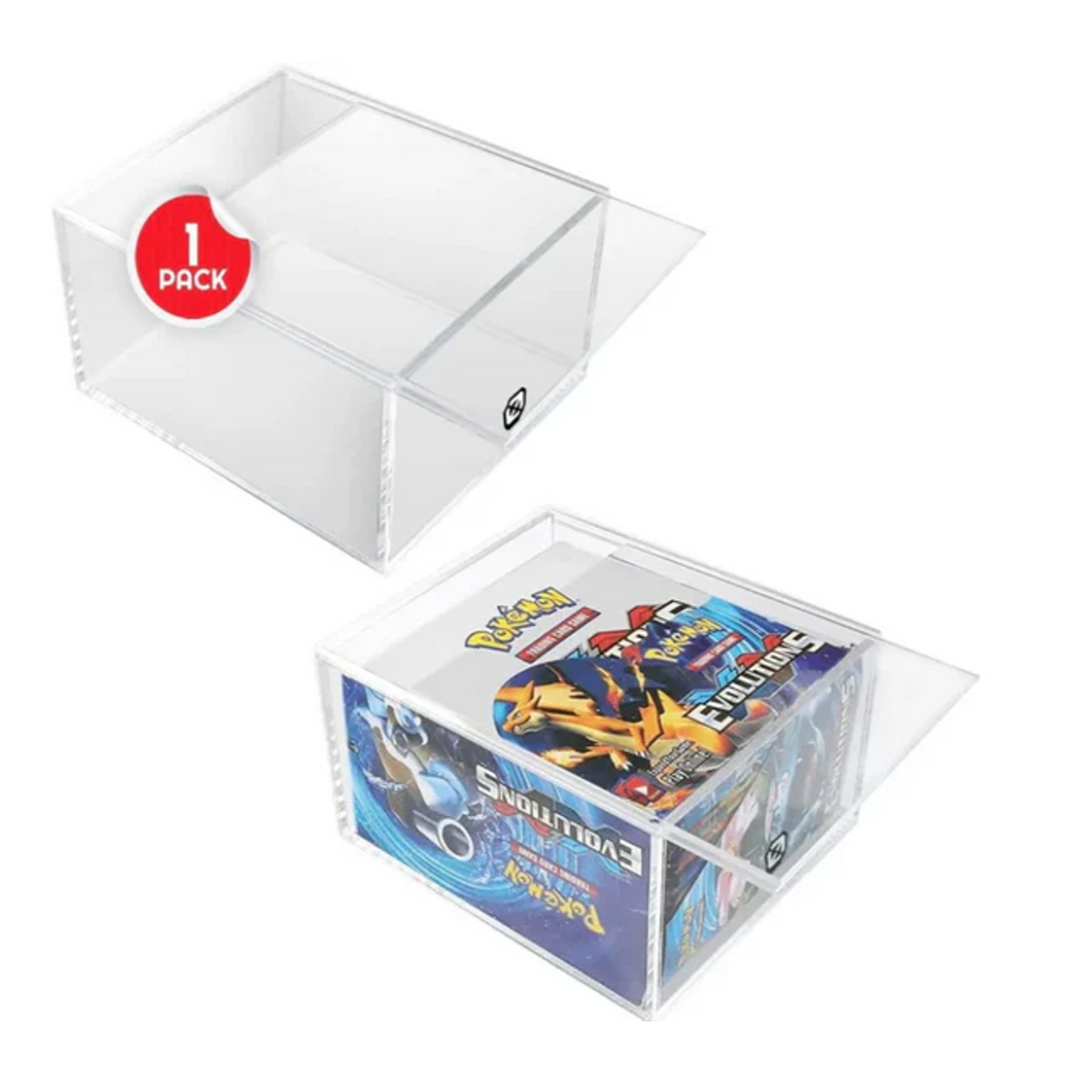 EVORETRO Premium 4mm anti-UV acrylic Pokémon booster box sliding-lid protector; Pokémon box for demonstration only
