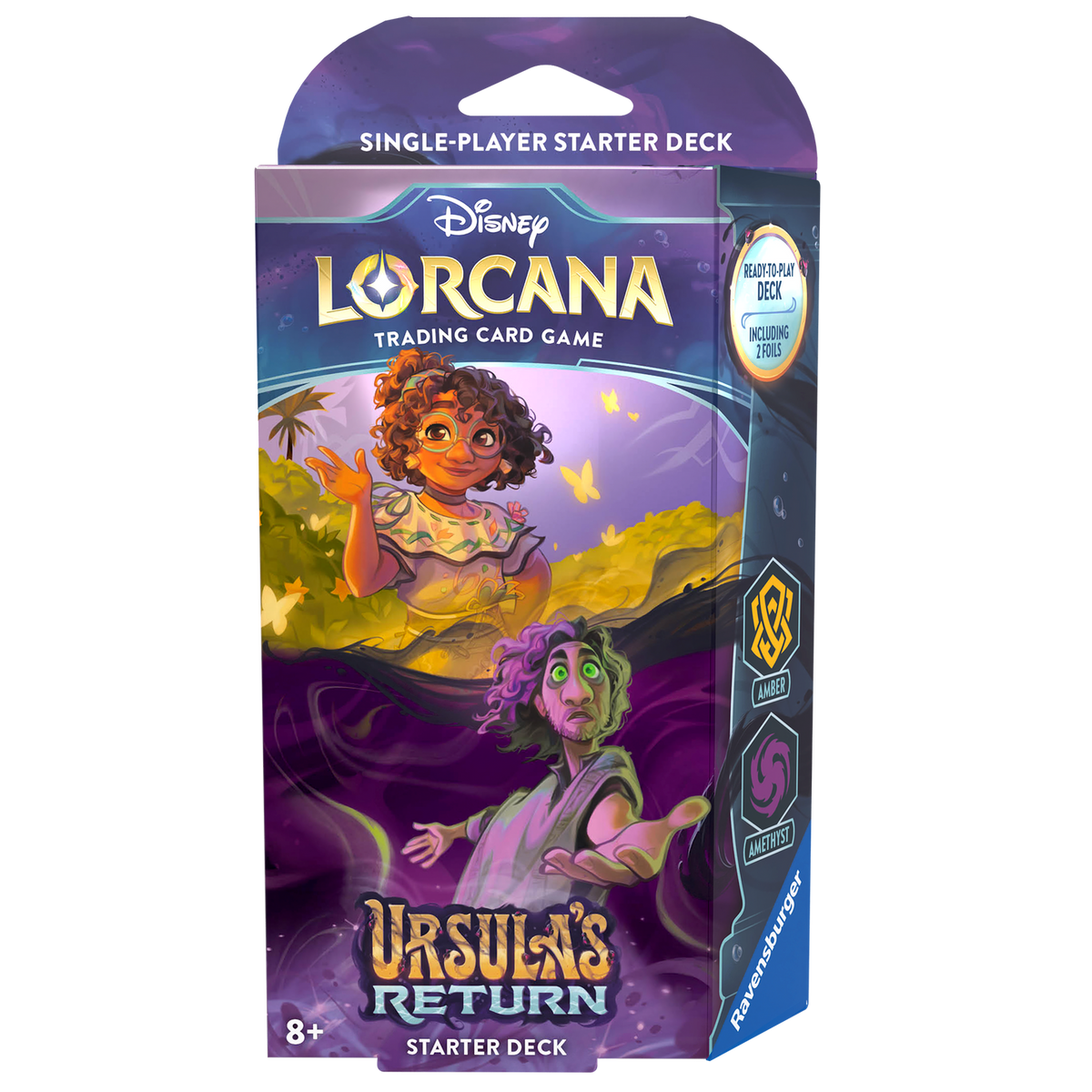 Ursula's Return Amber Amethyst starter deck featuring Mirabel and Bruno, one of eight decks in the display